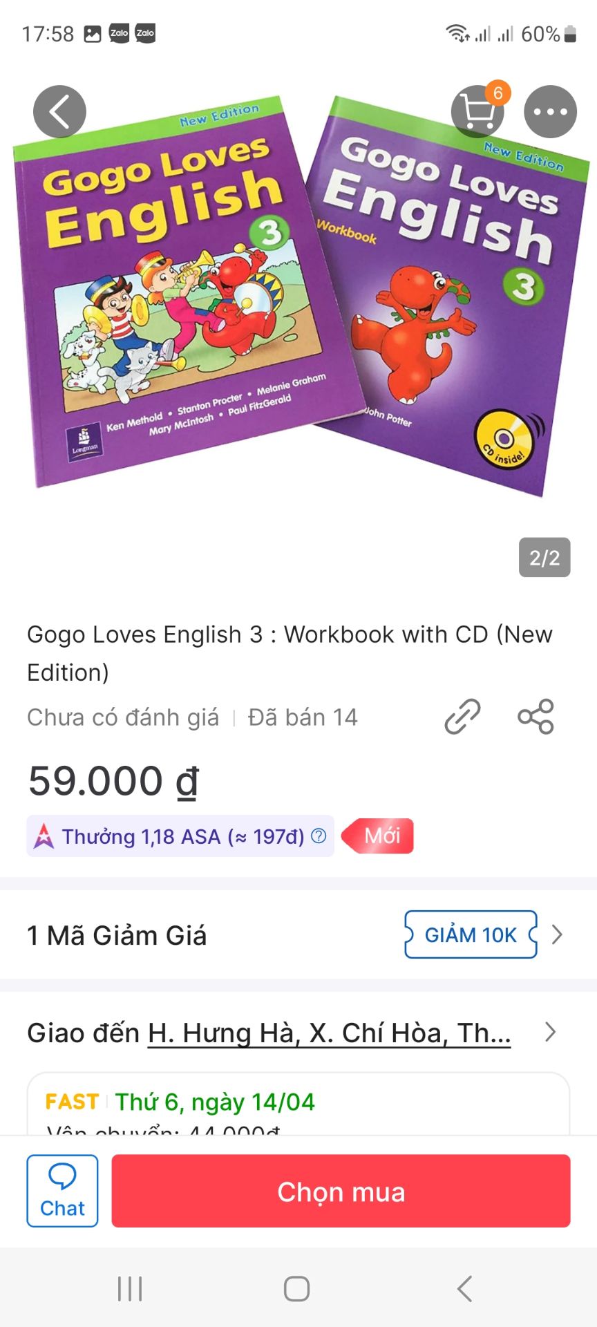 ôi nhìn thế nào tưởng 1 lv 2 quyển như mình mua bên ngoài. nhận về thấy có mỗi wb thôi. quan trọng muốn mua quyển in màu. chứ quyển wb này con ko dùng đến