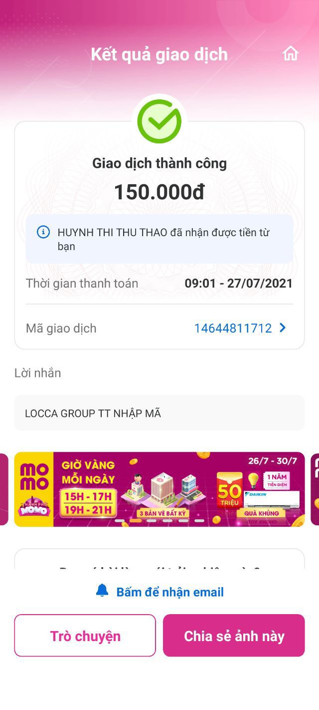 Cv của ctv là bạn tìm những ai chưa có MoMo liên kết ngân hàng.bạn hướng dẫn họ tải đăng kí MoMo lần lượt theo các bước hướng dẫn từ trên xuống 
Hiện tại mã 150k/mã
Trả tiền ngay sau khi check mã thành công