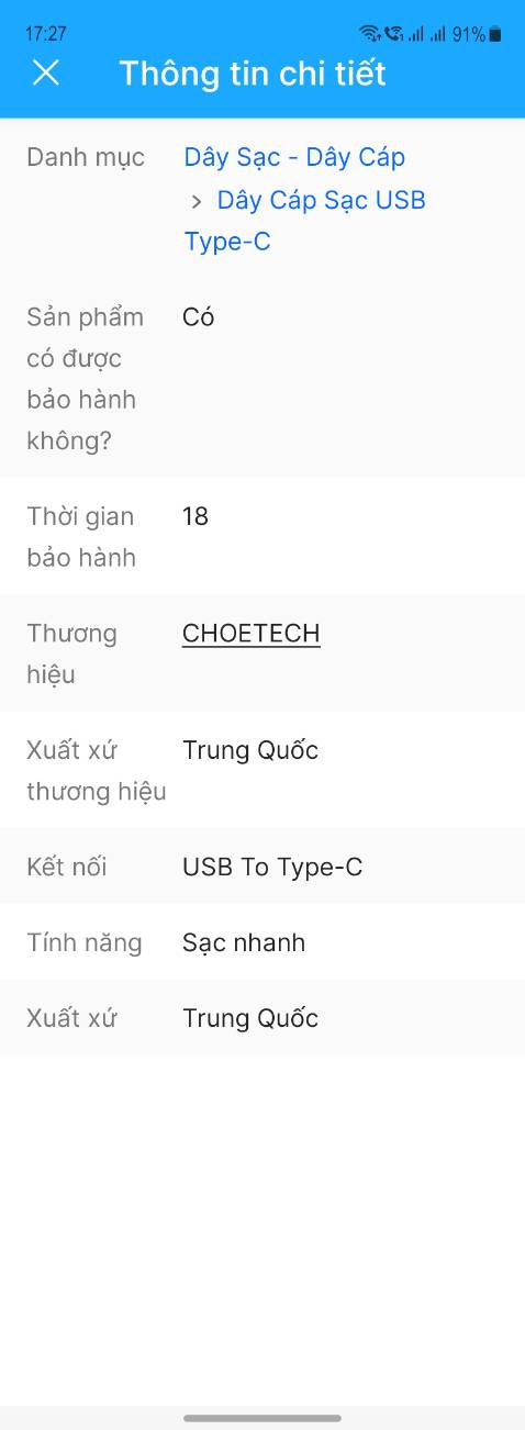 Mình vừa mua 2 sợi cable sạc type A to TYPE C dài 1 m và 2m, mình cắm sạc không sạc nhanh được, trong khi cắm cable cũ thì có báo sạc nhanh đươc, liên hệ hotline *** báo số máy không có, liên lạc với shop trên app Tiki không có phản hồi.