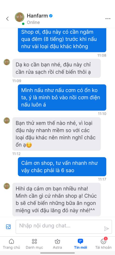 Shop tư vấn nhanh và nhiệt tình, xứng đáng 6 sao, dù chưa ăn nhưng phục vụ như vậy thì quá tốt rồi, mai mình mới ăn ^^