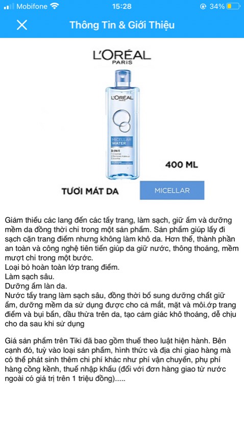 Tôi đặt sản phẩm shop ghi xuất xứ Pháp, sản xuất tại Pháp, nhưng giao hàng ghi nơi sản xuất Trung Quốc
Kỳ trc đã có sản phẩm tôi trả hàng rồi 
Kỳ này cũng vậy
Đề nghị shop trung thực khi bán hàng, *** DỐI , GIAN XẢO LÀ KHÁCH HÀNG ĐỀ NGHỊ ĐÓNG SHOP
Người giao hàng ko gọi ko nhắn giao hàng mà liệng trong sân, lỡ hư bể, bị mất, ai chịu trách nhiệm 
TÔI ĐỀ NGHỊ TRẢ HÀNG HOÀN TIỀN 
MẤT THỜI GIAN VỚI BỰC MÌNH