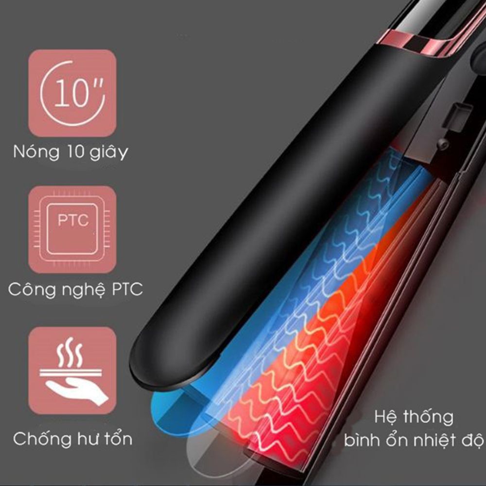 Máy làm nóng nhanh, nhiệt tốt. có 4 mức nóng dễ lựa chọn. Dùng cho salon hay ở nhà đều rất tốt vì thiết kế hay chất liệu đều rất tốt, hàng chất lượng. Nút bật máy và chỉnh nhiệt nằm bên trong nên bạn nào mua màu đen sẽ có thể khó tìm nếu ko quen dùng máy là ép như này. 
Dây khá dài nên uốn ép đều tiện lợi, công nghệ ptc và chất liệu bàn là máy bằng gốm Tourmaline sẽ giúp là ko bị rít và chống hư tổn tóc tuyệt đối nha các chị em. vì mình làm tóc nên mình cần 1 chiếc máy như này, dùng được lâu dài và an toàn cho khách.
máy đẹp trông sang chảnh nên mình rất thích, giá mình mua cũng rất tốt, hàng chuẩn chất lượng mà sales rất rẻ , mình làm salon, nếu nhập máy này về cũng hơn ba trăm 1 chiếc rồi. rất hài lòng nha. Thankssss