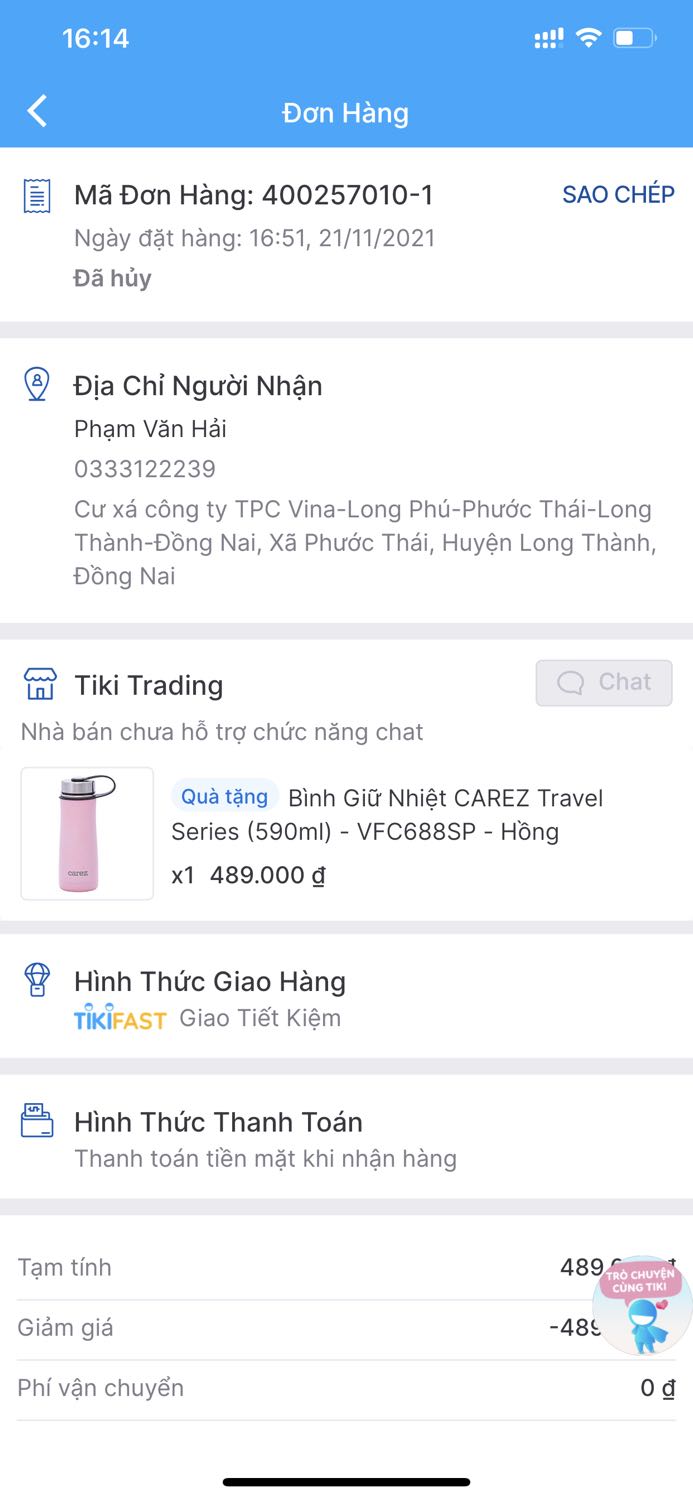 Đặt hàng 13/11 hẹn giao ngày 22/11 nhưng đến 21/11 mới xử lý đơn hàng, tách đơn hàng (kèm quà tặng) thành 2 sau đó vài ngày lại tự huỷ cái đơn quà tặng. Bán hàng mà không có kênh gọi phản ảnh trực tiếp, có lẽ đây là đơn hàng đầu tiên và cũng là cuối cùng mua ở tiki. Tiki kiểu *** khách hàng mua hàng được tặng quà hâp dẫn nhưng lại không giao đủ. Nản.
Hàng thì chính hãng kích hoạt bảo hành ok. Chứ không là không có sao nào rồi. 3* cho hàng chính hãng còn dịch vụ khách hàng thì quá tệ!