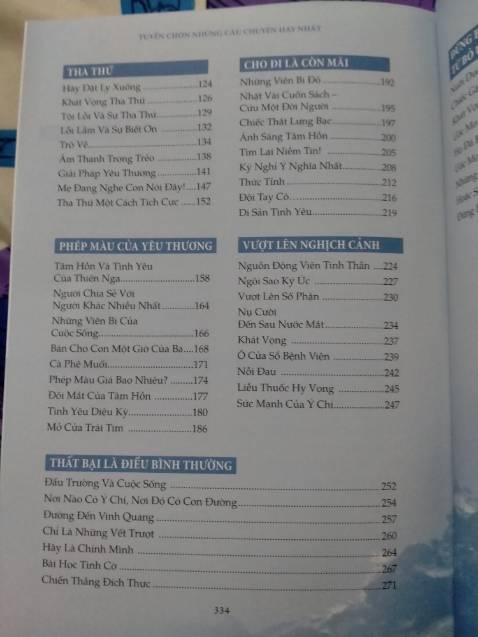 Nhiều mẫu chuyện hay và cảm động, hay vì mang tính nhân văn, vì sự súc tích nhưng đầy dư âm. Thay vì bỏ tiền ra vài ly nước, chúng ta sẽ nhận được một giá trị về tinh thần, đạo đức chỉ với giá rất rẻ.
Cuốn sách không chỉ dành cho trẻ em, mà còn dành cho mọi lứa tuổi. Ở mỗi lứa tuổi khác nhau, chúng ta sẽ có nhận thức riêng cho từng mẫu chuyện.
Khi đọc chỉ cần tận hưởng, không phải ghi chép về điều gì
