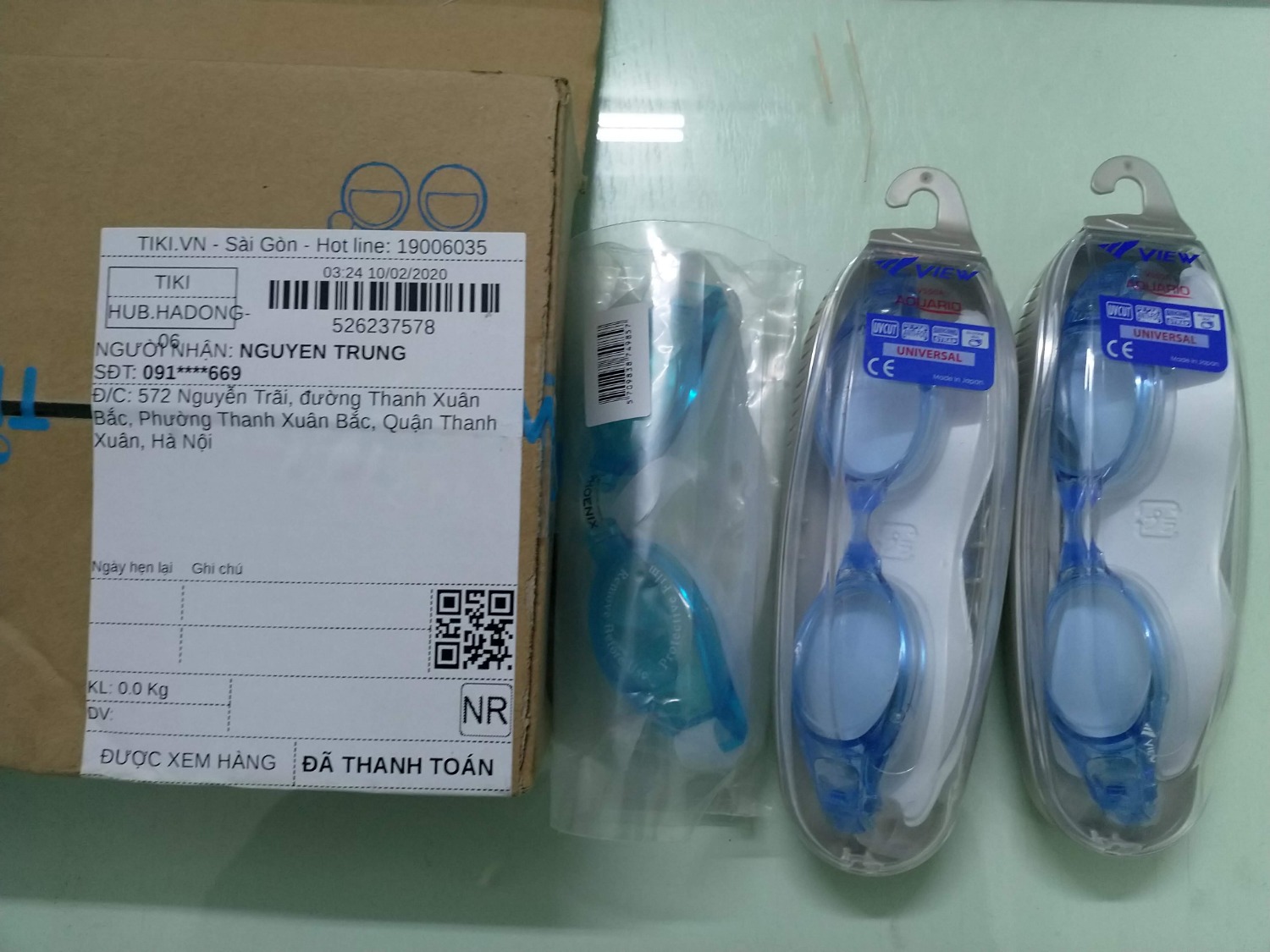 Đặt mua 3 kính bơi, thì được tách thành 2 đơn . 1 đơn nhận đúng mã  View Aqurio V550A.

1 đơn còn lại là kính phoenix . Đề nghị trả lại hàng