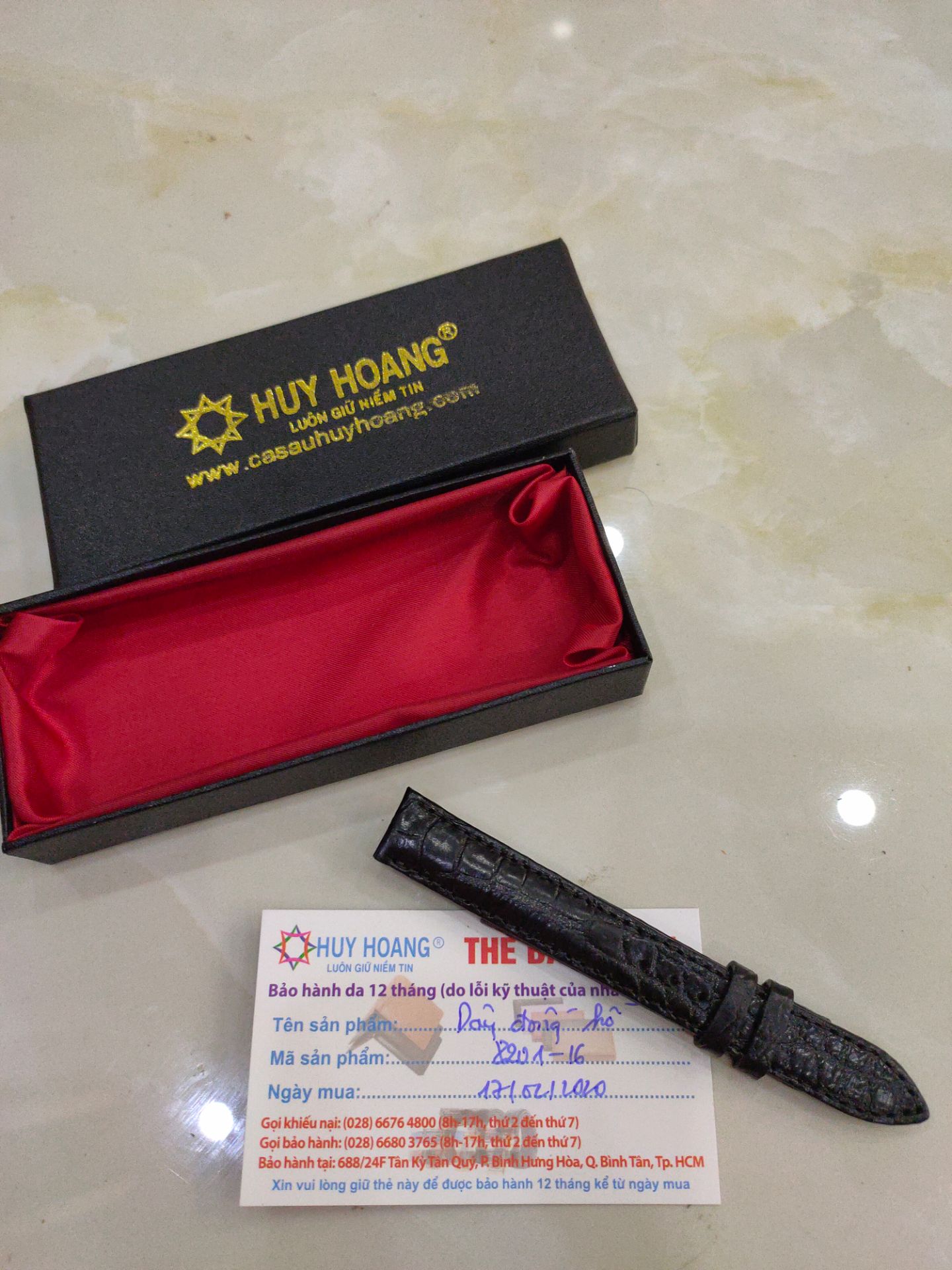 Dây đồng hồ da cá sấu thật 100% ... Rất đẹp... Chỉ may chắc chắn