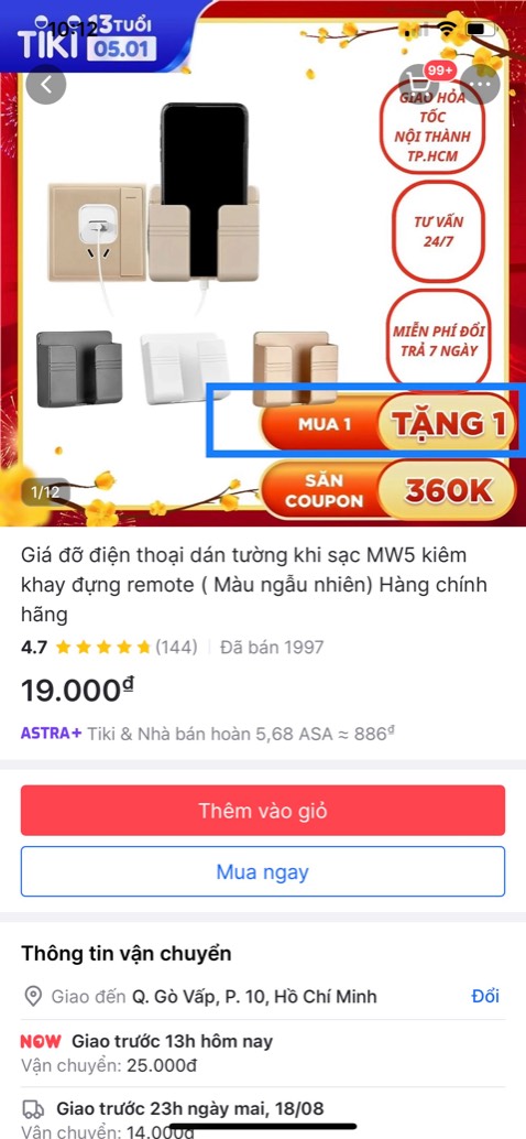Nhà bán hàng này cố tình *** khách hàng bằng hình ảnh này “mua 1 tặng 1”… Khi giao hàng thì lại không có sản phẩm tặng. 
Các bạn lưu ý với những nhà bán hàng kiểu này nhé.