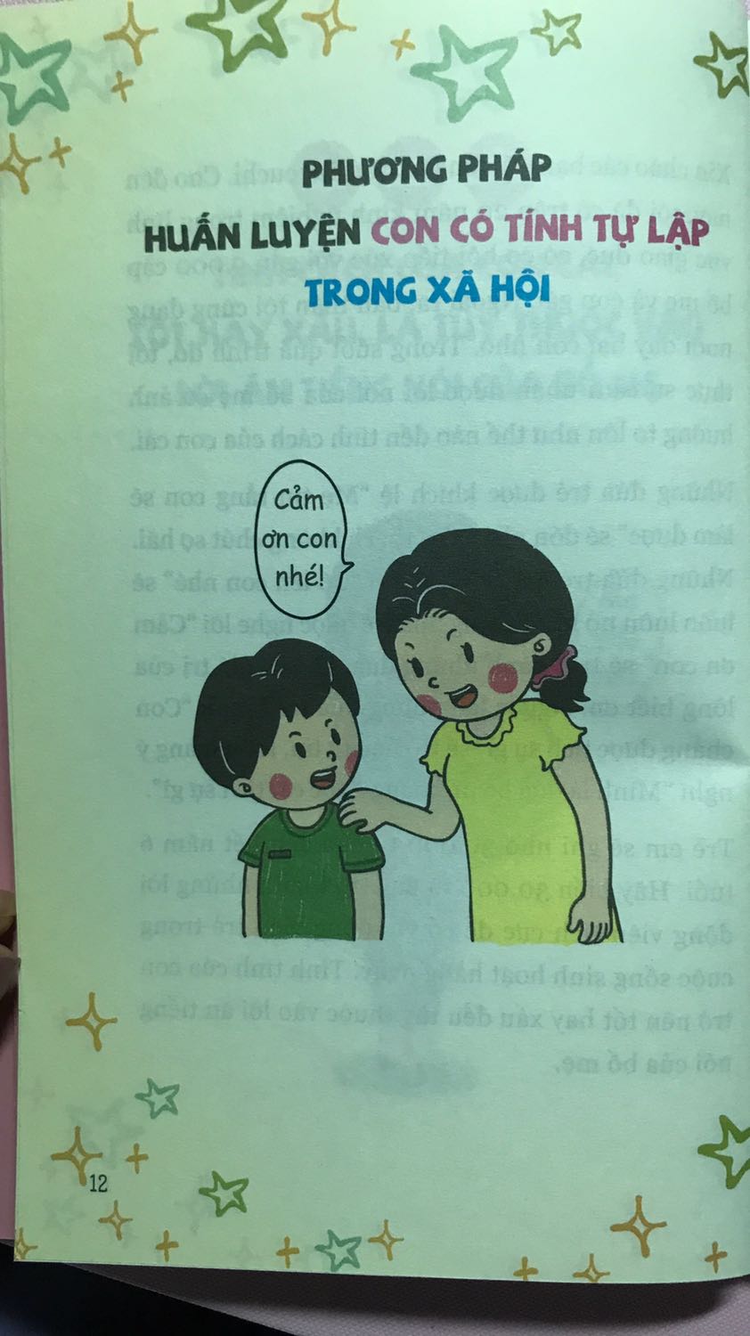 sách giới thiệu những câu nói và câu hỏi giúp khơi gợi niềm ham thích , tạo động lực , giúp trẻ tư duy theo cách riêng của mình và tự mình lựa chọn . 
mình đã áp dụng và thấy rất hiệu quả . Mong mỗi *** đều có thể dịu dàng yêu thương đứa trẻ với sự thông cảm cho trẻ nhưng vẫn dạy được cho trẻ được tính độc lập và trách nhiệm . 
Tiki : Mình luôn hài lòng vs sản phẩm và dịch vụ của Tiki . Cảm ơn Tiki và nhà xuất bản lao động.