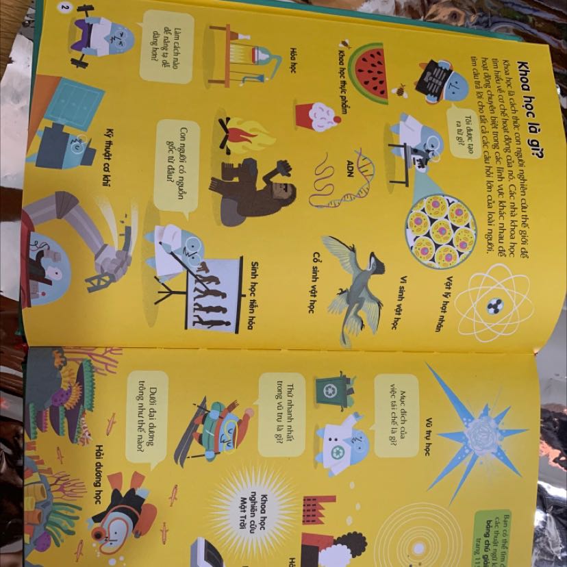 Sách dày dặn, bìa dày, mực in rõ nét, không bị nhoè. Hình ảnh đẹp mắt, nội dung đơn giản, chủ yếu cung cấp thông tin dạng sơ đồ, giúp bé đọc dễ dàng. Cũng có vài chỗ viết hơi khó hiểu do dùng từ chuyên ngành.