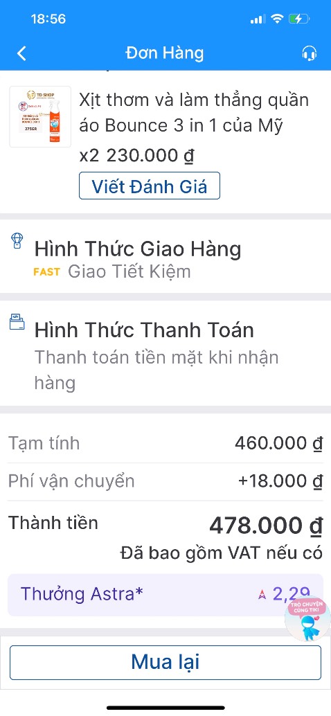 Đặt 2 bình xịt thơm quần áo nhưng lại nhận được 1 thỏi dưỡng môi ????