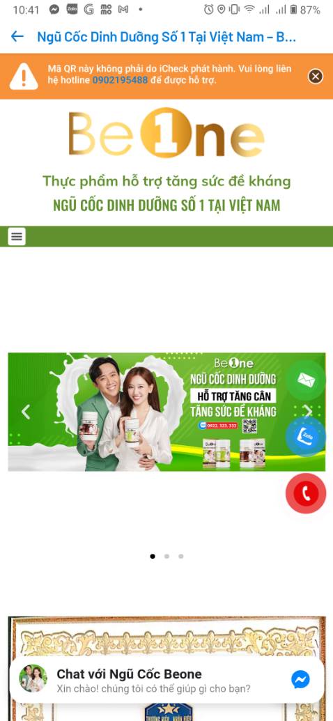 Hi Shop, mình có thử dùng iCheck scan mã trên hộp. App trả về kết quả như trong hình (mã ko do iCheck phát hành). Mình đã từng mua sản phẩm ở nơi khác, có kết quả scan là Verified.
Nhờ shop giải đáp thắc mắc giúp mình. Cảm ơn shop