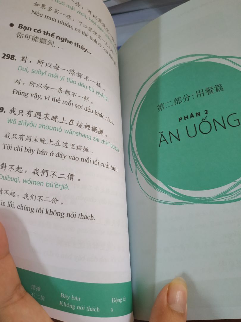Sách đẹp, nhỏ gọn, xem nhanh. bao gồm nhiều chủ điểm nhỏ trong giao tiếp ăn uống