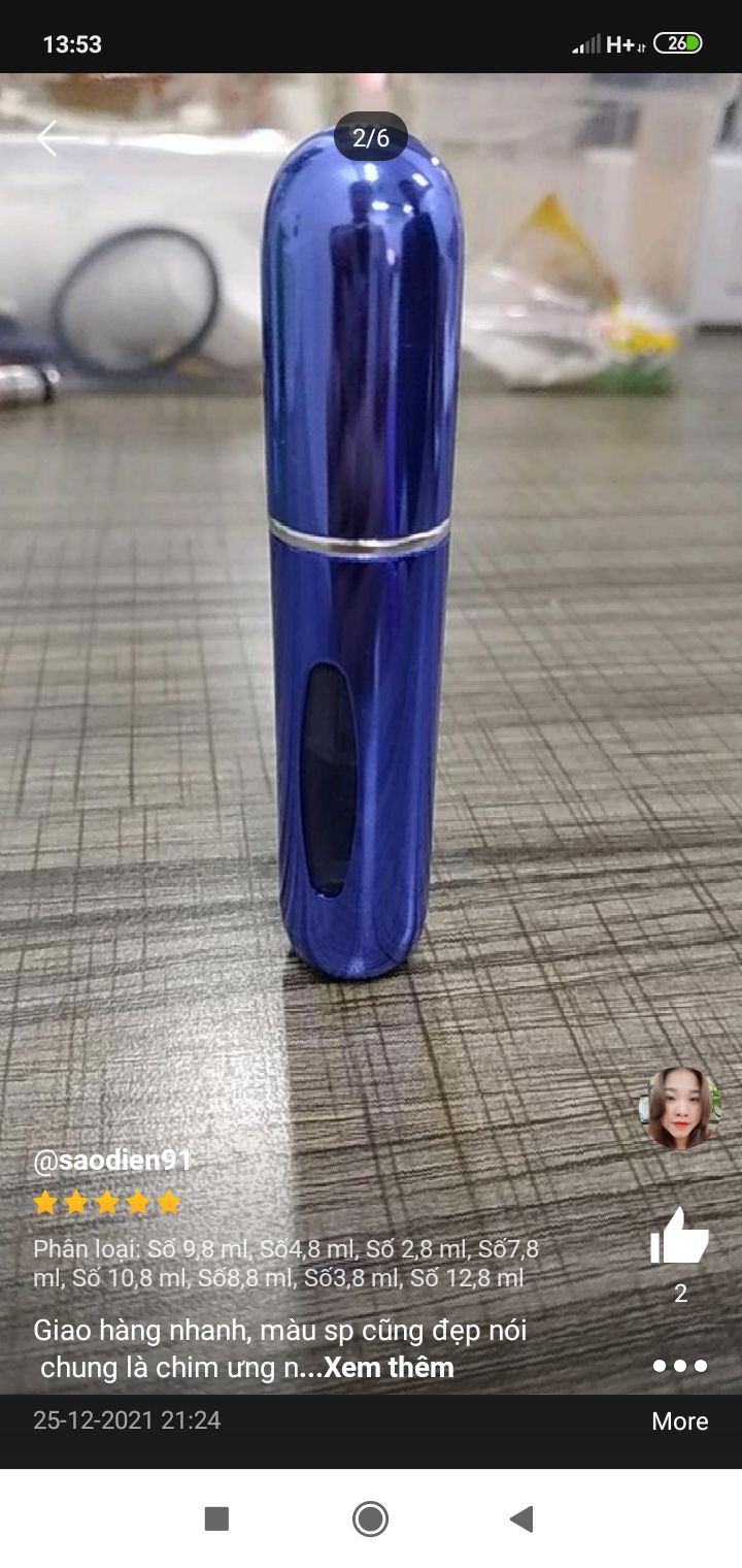 rất ưng ý,chai nhỏ nhỏ, xinh xăn dễ mang theo khi đi học,đi chơi với bạn bè,dễ chiết,mầu thì phải nói quá xịn xò số với giá.😍😍😍