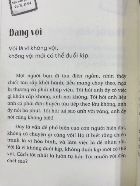 Sách kỹ năng sống. Nội dung 1 trang, dễ đọc. Tiếc là không có bookmark đi kèm.