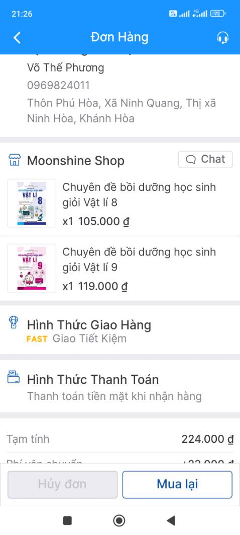 1 bên là tôi đặt 1 bên là nhà bán hàng