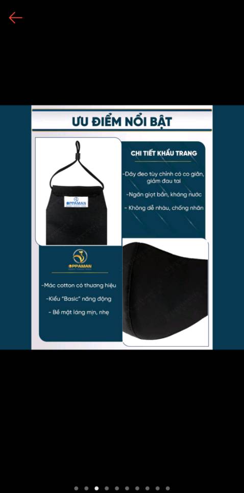 1. Oppaman: Mua 2 tới giảm 15%. Mua kèm deal sốc. Mua 1 tặng 1.

2. Oppaman: Voucher giảm 10% đơn từ 0d

3. Oppaman: Khẩu trang cực mát, sáng tối nhiều màu.

4. Oppaman: short kaki, jeans dài, vớ đầy đủ

5. Oppaman: Thương hiệu đã đăng kí độc quyền cục sở hữu trí tuệ

6. Oppaman: Freeship. Free đổi hàng. An tâm mua sắm.

7. Free quà tặng hấp dẫn