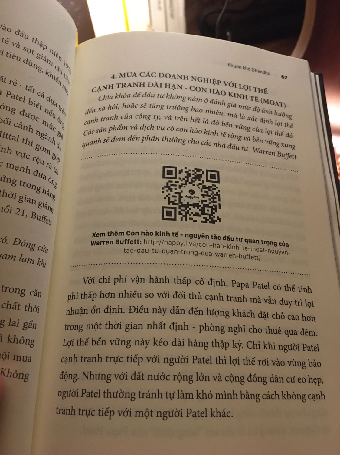 Về nội dung mình ko nói vì chưa đọc hết. cảm quan bên ngoài khi nhận đc sách thấy hơi thất vọng vì khổ sách nhỏ và mỏng. So với giá 252k(cả ship) thì khá đắt. Nội dung kiến thức ít mà lại chèn khá nhiều mã QR để quảng cáo các sách khác nên cảm giác rất khó chịu. Kiểu như Happy-Live muốn đọc giả phải mua hết các sách họ xuất bản thì mới tìm ra được phương pháp đầu tư phù hợp cho bản thân vậy.