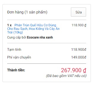 Sản phẩm tốt :) trước mình hay đặt phân trùn quế ở tiki, nhưng giờ tiền ship còn cao hơn tiền hàng :(