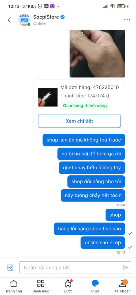 tôi mua bình gas và bật lửa nhưng bật lửa hư van bơm tôi muốn đổi nhưng shop k trả lời tôi mua bằng tiền chứ k phải lá mít . ae đừng mua của shop này rỉ gas có ngày nổ trên tay tôi bị bỏng nhẹ