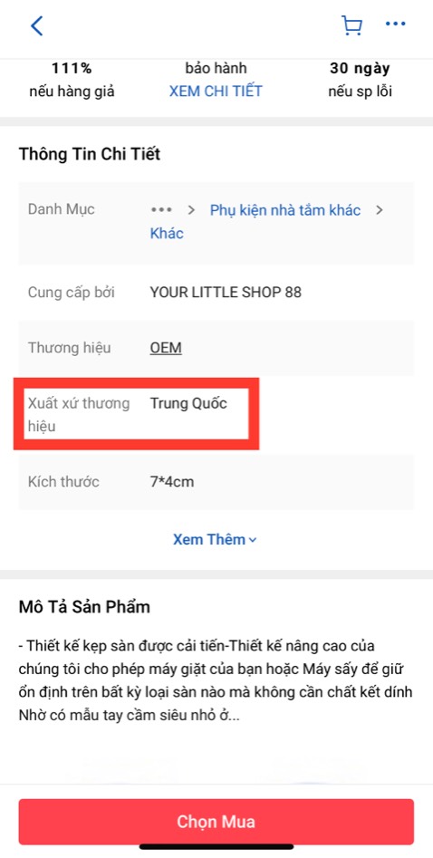 Đã nhận được sản phẩm. Tôi có đánh giá như sau:
- Sản phẩm giống như mô tả bằng hình ảnh của nhà cung cấp.
- Hiệu quả giảm rung lắc của máy giặt đạt khoảng 30-40% (đối với máy giặt lồng ngang).
Tôi chỉ có thắc mắc nho nhỏ, mô tả của nhà bán là sản phẩm có xuất xứ từ TQ nhưng trên bao bì thì ghi HÀNG VIỆT NAM CHẤT LƯỢNG CAO mặc dù chẳng có thông tin gì của nhà sản xuất!? (Xem hình ảnh).
Nói chung, sản phẩm cũng đáp ứng được yêu cầu. Cảm ơn Tiki đã giao hàng sớm hơn dự kiến.