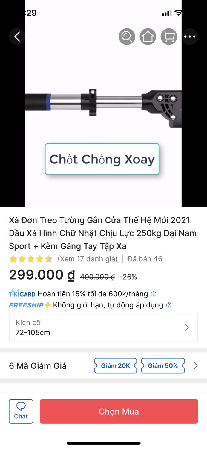 Shop đăng thông tin kích thước không chính xác.
Theo thông tin trên Tiki thì mình chọn sản phẩm kích thước 72-105 cm vì bề ngang cửa là 82cm. Khi nhận hàng thì sản phẩm ngắn nhất đã là 93cm như hình, không gắn vô cửa được. Mình trừ 2 sao vì quá thất vọng với thông tin sai lệch.
Sản phẩm thì cho 3 sao vì cứng cáp, sử dụng được (may là có đoạn giữa 2 bức tường được 97cm để gắn nên không phải trả hàng). Shop đăng thông tin kích thước không chính xác.
Theo thông tin trên Tiki thì mình chọn sản phẩm kích thước 72-105 cm vì bề ngang cửa là 82cm. Khi nhận hàng thì sản phẩm ngắn nhất đã là 93cm như hình, không gắn vô cửa được. Mình trừ 2 sao vì quá thất vọng với thông tin sai lệch.
Sản phẩm thì cho 3 sao vì cứng cáp, sử dụng được (may là có đoạn giữa 2 bức tường được 97cm để gắn nên không phải trả hàng).