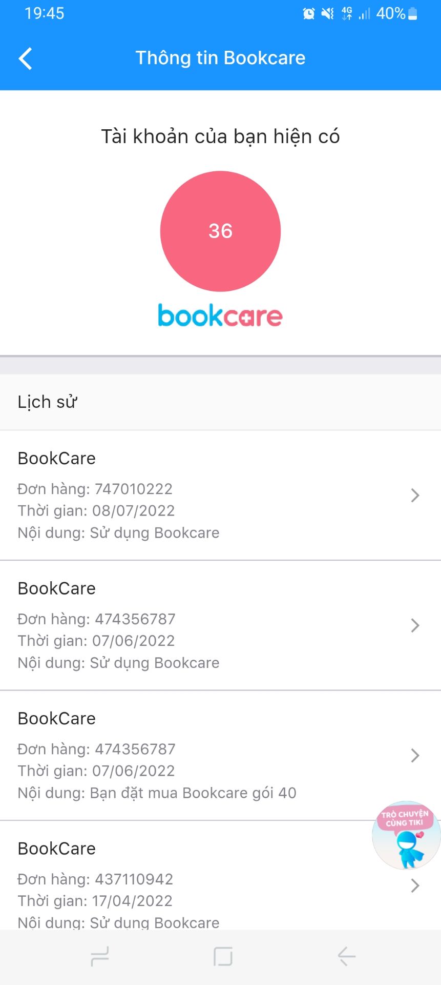 Mình vẫn còn bookcare. Đã trừ bookcare của mình vì sao lại không bọc sách cho mình.