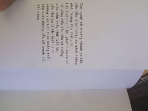 Tiki trading giao hàng rất nhanh. Tuy nhiên thì sách chỉ đc bỏ vào trong một cái hộp chứ k có thêm bọc chống xóc hay túi bóng bảo vệ nên đầu sách hơi móp xíu. Thực sự mong Tiki trading cải thiện về vấn đề gói hàng. Còn lại thì đều tốt