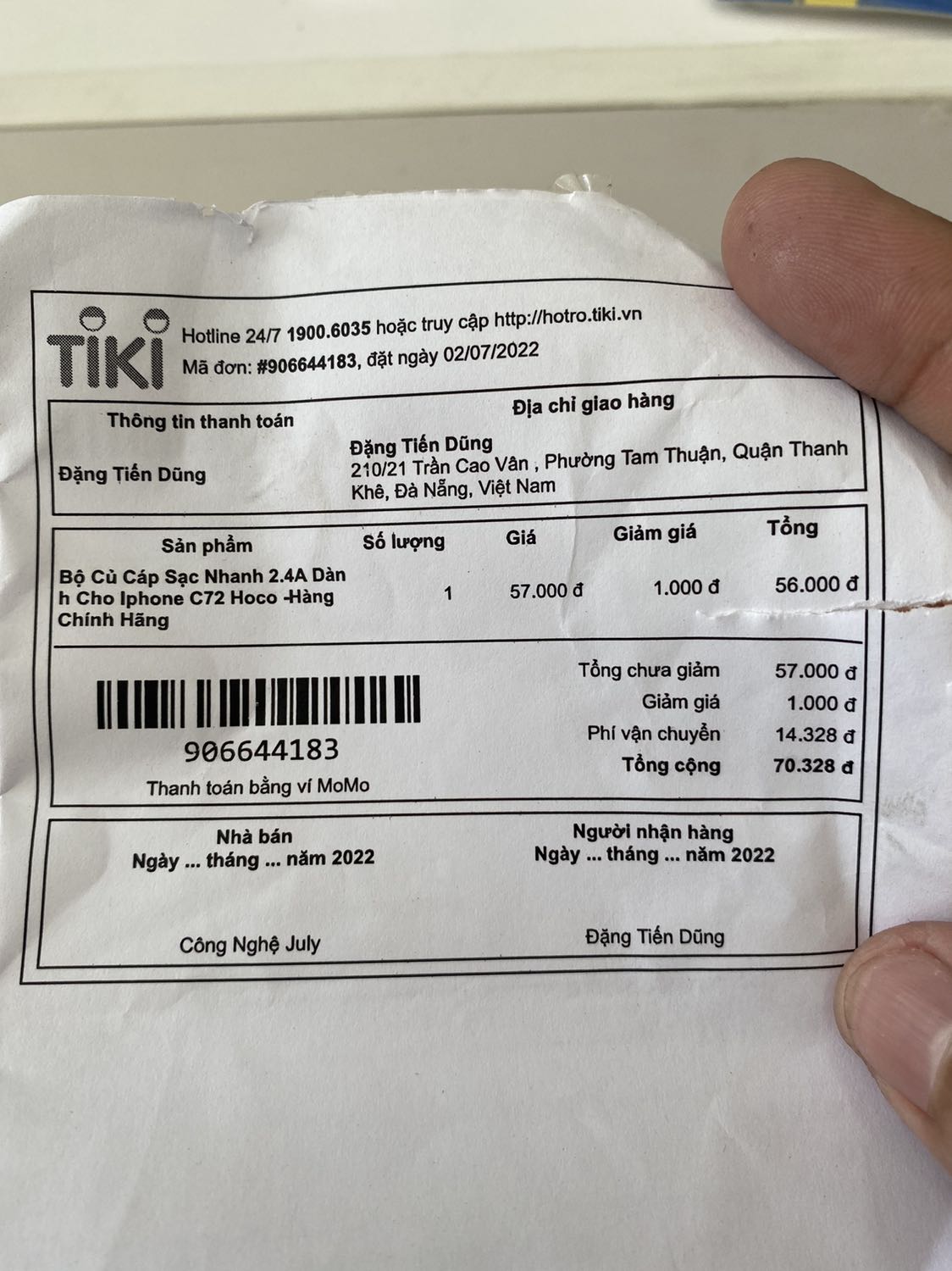 Mua cho iphone nhưng ship về thì lại đầu type - C ??