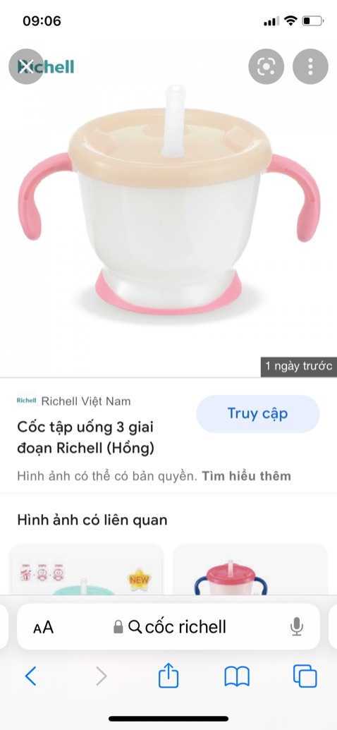 Cốc tập uống của richel thì khỏi bàn rồi. Cốc nước quốc dân. Tập 1 phát là ăn ngay. Nhà 2 đứa mua 2 cái