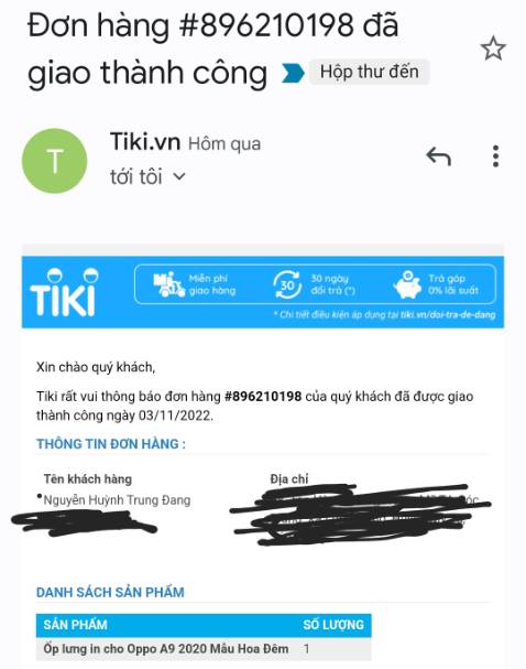 (*) Đánh giá không tính điểm
Chưa thấy giao hàng , mà tiki đã báo giao hàng rồi .ko biết hàng đang nằm ở đâu .