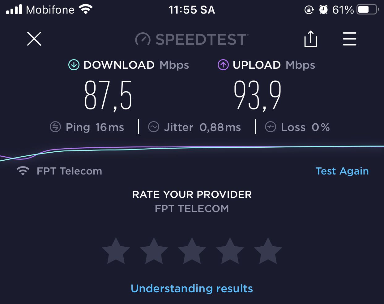 Tiki ship siêu nhanh. 
Đóng gói hàng ok. Hàng mới.
Thiết lập nhanh chóng và kết quả khá OK với 2 băng tầng. Mạng 5Ghz chạy ngon hơn modem cũ "một chút".
Ảnh đầu là modem cũ mạng 2.4Ghz.
Ảnh thứ 4 là mạng 5G mới và ảnh cuối là 2.4G mới Tiki ship siêu nhanh. 
Đóng gói hàng ok. Hàng mới.
Thiết lập nhanh chóng và kết quả khá OK với 2 băng tầng. Mạng 5Ghz chạy ngon hơn modem cũ "một chút".
Ảnh đầu là modem cũ mạng 2.4Ghz.
Ảnh thứ 4 là mạng 5G mới và ảnh cuối là 2.4G mới