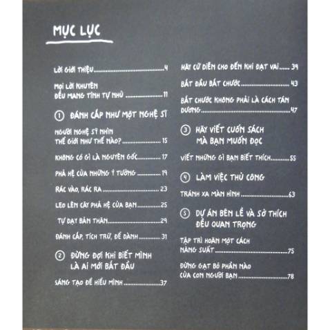 Cuốn sách khá hay. Cuốn sách chủ yếu về những kinh nghiệm của tác giả về những điều mà tác giả đã trải qua chứ không riêng gì về việc lên ý tưởng. Nhiều bài học kinh nghiệm bổ ích mà người trẻ nên biết. Tóm lại thì vẫn là một cuốn nên đọc
