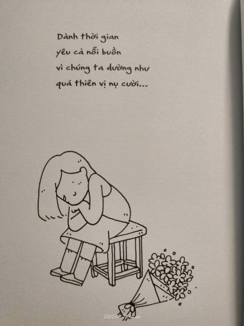 Đúng những điều cần
K lê thê dài dòng, 1 trang viết ngắn, 1 đoạn văn ngắn vậy thôi là đủ với mình
có nhiều hình vẽ dễ thương nữa
Sách hướng dẫn vẽ nhiều nhưng mình thì hiếm khi vẽ, có lẽ sẽ thử vào một lúc nào đó