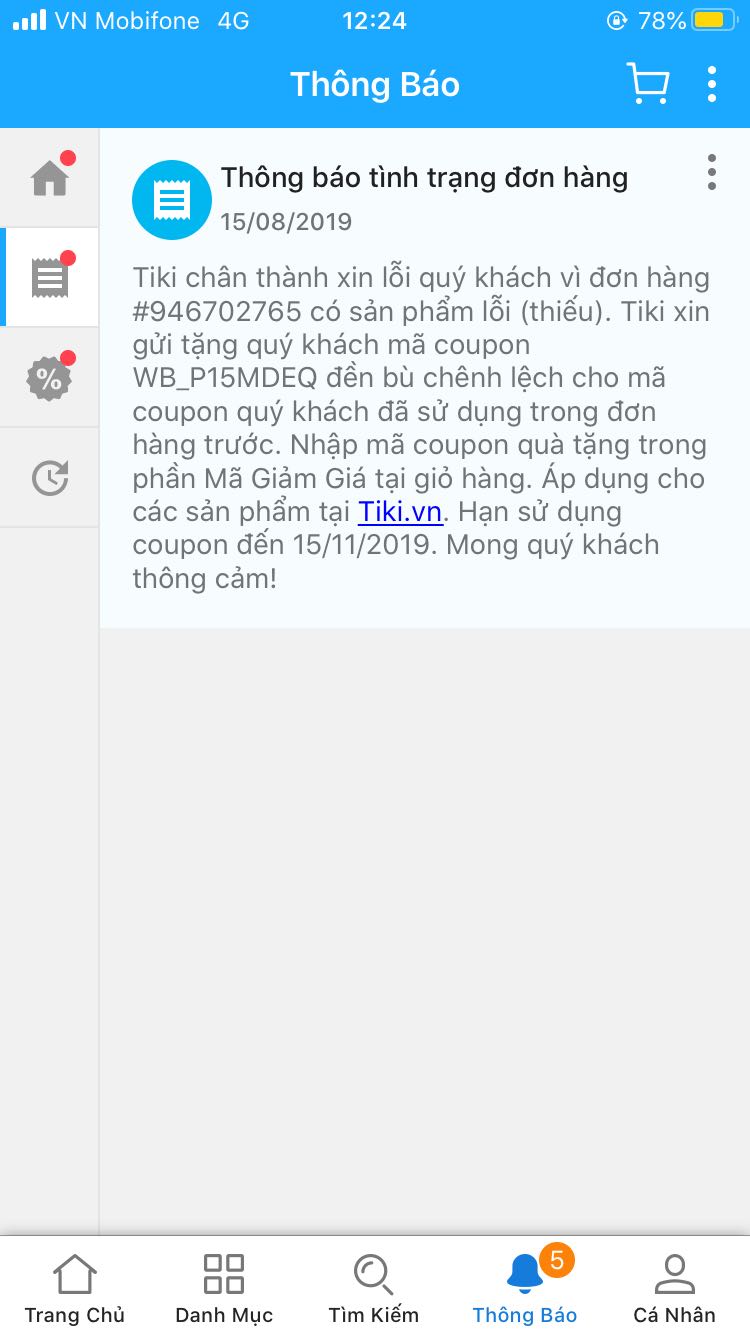 Tôi đặt mua 2 cuốn "Thủ thỉ kiến thức học sinh lớp 1 & lớp 2", nhưng Tiki báo thiếu cuốn lớp 1 và sẽ chỉ giao cuốn Lớp 2. Ngay sau đó tôi đặt lại, vẫn là Tiki trading, và lần này thành công. Và thực tế, khi ship thì 2 cuốn được giao cùng lúc, từ cùng 1 nơi, nhưng tôi phải chịu phí ship 2 lần. Tiki làm như vậy là không trung thực, dù tiền ship chỉ 20k nhưng gây khó chịu với người dùng.