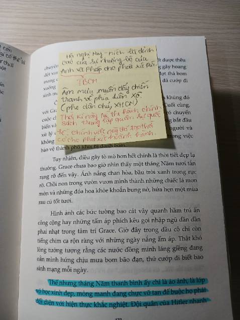 Dữ dội và đầy khốc liệt, nhuốm màu đau thương trộn lẫn sắc xanh tươi đẹp của London thân yêu, châu Âu thân yêu. Lối miêu tả rất đạt ở chỗ những trận không kích bom nổ đùng đùng hiện lên trong đầu mình, cuốn mình theo mạch tiểu thuyết như thể chính mình trong đó, chứng kiến tất cả bị thiêu rụi. Dù London bị bom thiêu rụi nhưng London vẫn đứng vững trường kỳ ở đó, tồn tại một cách nghị lực và phi thường dưới sự vun đắp của những con người phi thường như Grace, Viv, bà Weatherford cùng những người khác nữa. Nỗi đau khi chia ly trộn lẫn những giọt nước mắt khi thấy người mình xem như ruột thịt lần lượt từ giã cõi đời vì chiến tranh. Cá nhân mình thấy rất đáng đọc. Đặc biệt là cho những người yêu Sử, thích Sử như mình. Bạn nào muốn cải thiện lối hành văn cũng có thể tìm đọc thử. Vì cách diễn đạt khá đậm chất nhân hóa, ngay cả cách ngắt câu từng dấu chấm, dấu phẩy nếu bạn chịu khó để ý 1 tí khi đọc là sẽ thấy. Bìa đẹp, mình khá ưng.