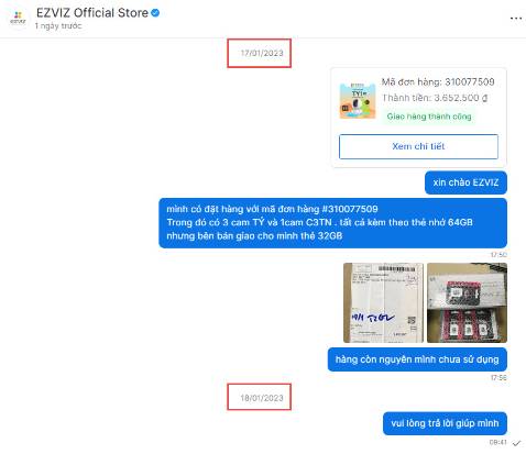 Mình đặt camera mua kèm thẻ nhở 64GB nhưng lại giao 32GB. Đã liên hệ với EZVIZ nhưng không được phản hồi. Quá thất vọng !