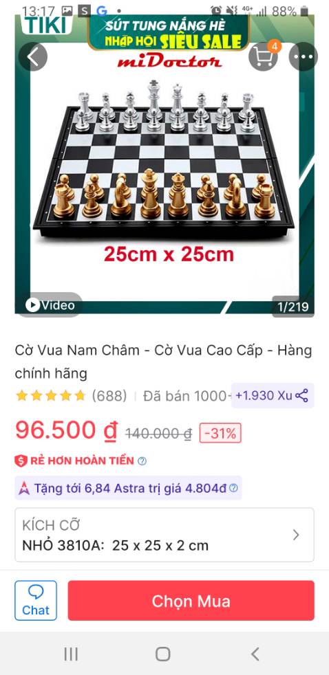 Đã mua rồi, xài ok, bé rất thích, lần này mua thêm giúp bạn của bé vì bàn cờ có nam châm, màu cờ bằng kim loại và giữ màu khá tốt, nói chung là thích lắm nha shop ơi.