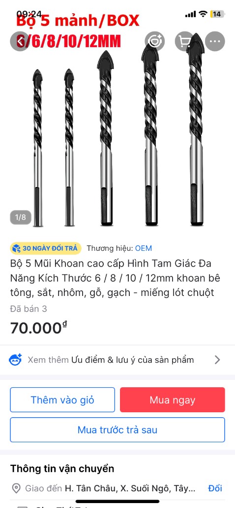- Giao hàng đúng mẫu! Khoan tốt!
- Tặng Shop 5 sao!