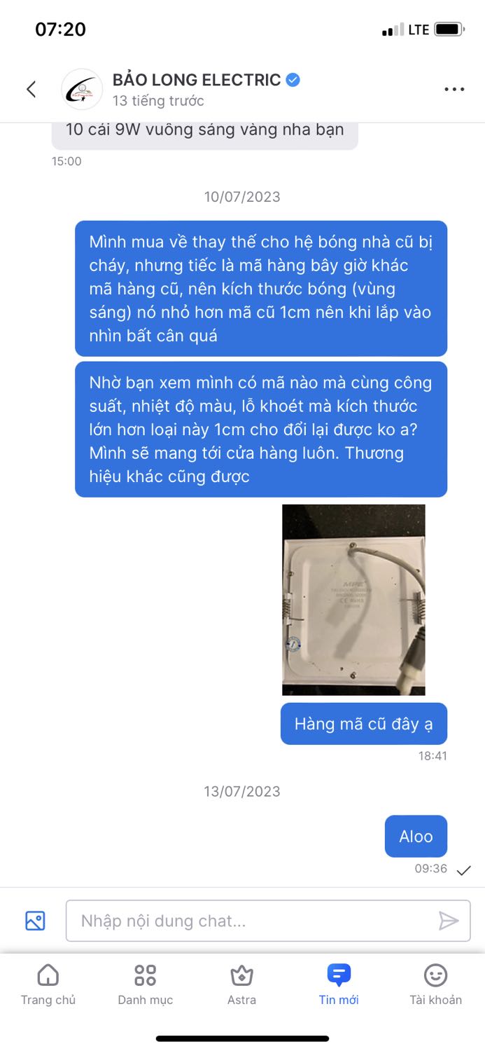 Chấm cho shop 5* rồi nhưng thấy lăn tăn quá. Mua nhầm sp do chi tiết hàng ko có kích thước mặt trước, ko phải lỗi của shop nhưng khi chưa bán thì nhiệt tình mà bán xong rồi thì lặn mất, hỏi cách xử lý mà im re, chỉ hỏi thôi chứ có bắt đền đâu mà trốn biệt tăm vậy shoppppp?