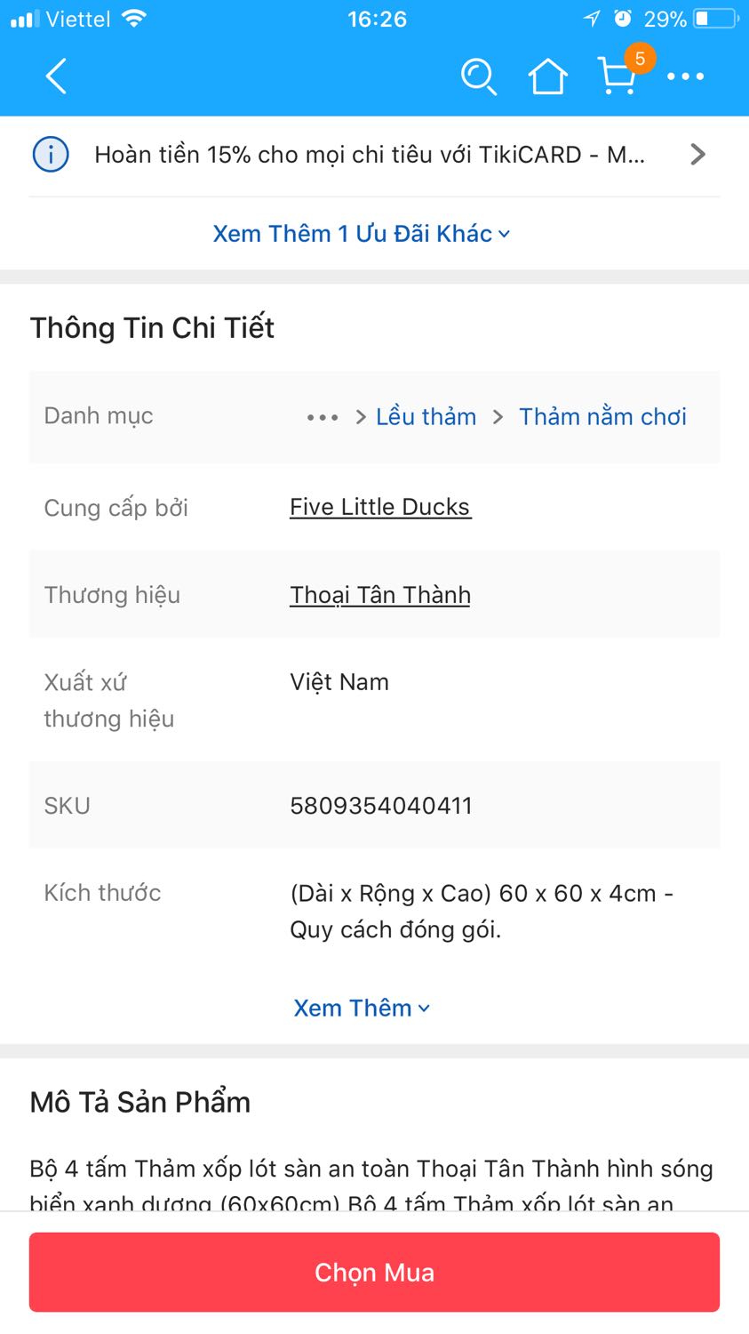 có mùi nặng hàng loại 2 mà hình ảnh loại 1, độ dày có 1cm mà nói là 4cm ,,,bề mặt nhám  chứ ko bóng như trong hình
muốn trả lại 
nhìn hình cứ tưởng giống bên trung tâm vnvc 
mua hàng kiti lâu rồi h lần này thất vọng quá