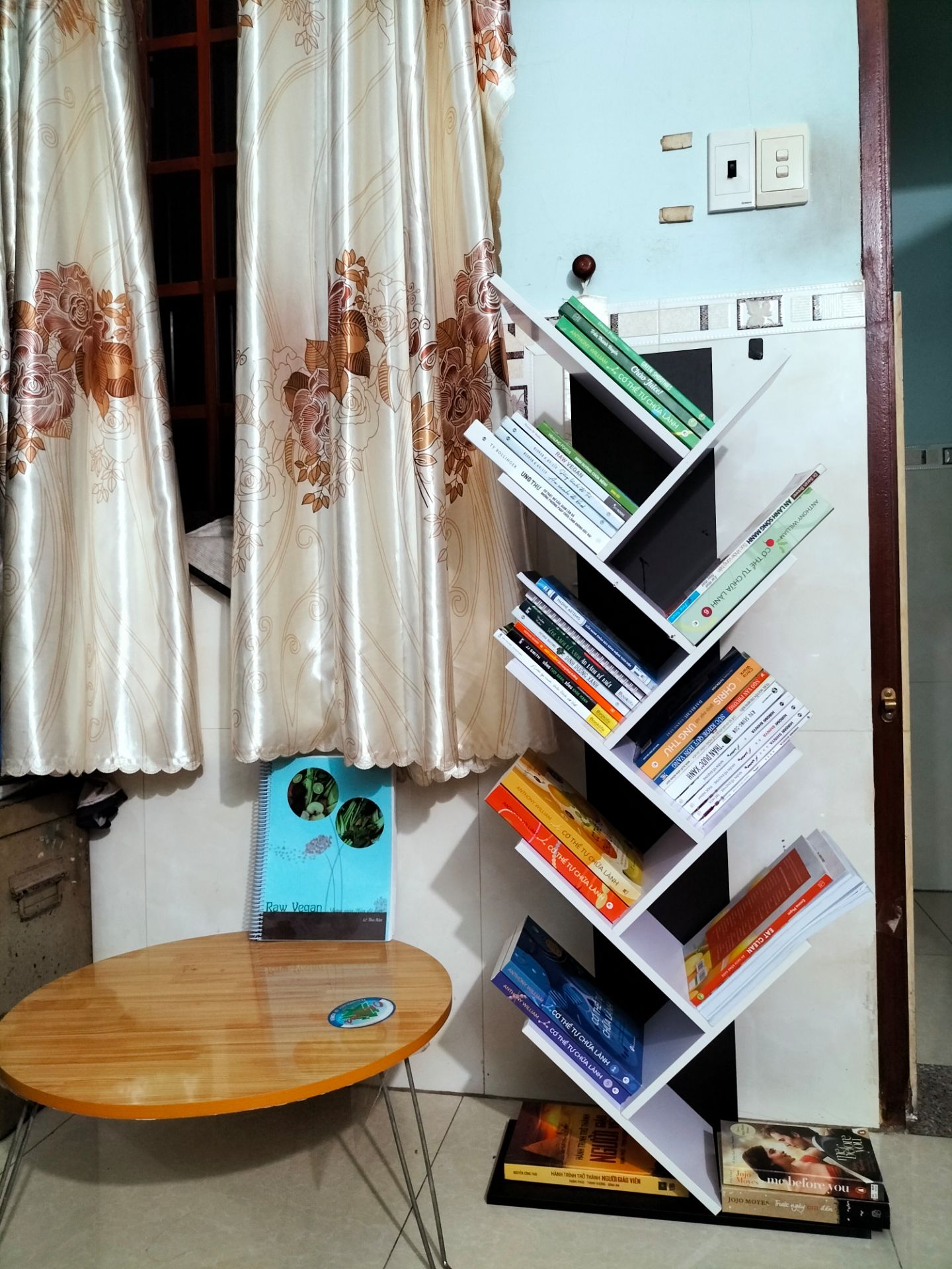 Mới nhận hàng sáng nay, kiểu dáng lạ mắt, để sách gọn gàng, thuận tiện phù hợp với ko gian nhỏ. Dễ dàng lắp ráp, tuy nhiên còn thiếu 2 chiếc đinh. May nhà có sẵn đinh phù hợp