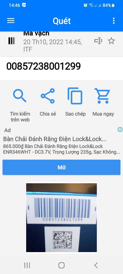 Mã vạch sản phẩm khi soi 03 lọ có hiển thị như thế này là sao shop.
