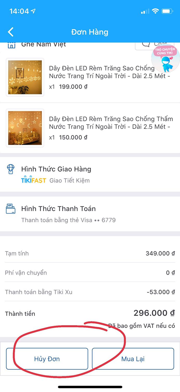 Đặt nhầm địa chỉ không cho huỷ đơn, vẫn ship và ship rất nhanh ngay ngày hôm sau (đặt 17/9, giao 18/9, trong khi dự kiến 29/9).  Liên lạc với shop và hỗ trợ tiki đều không được. Rất thất vọng.