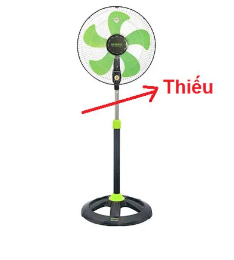 Đóng gói thiếu chi tiết số 17(ống tăng giảm độ cao quạt).