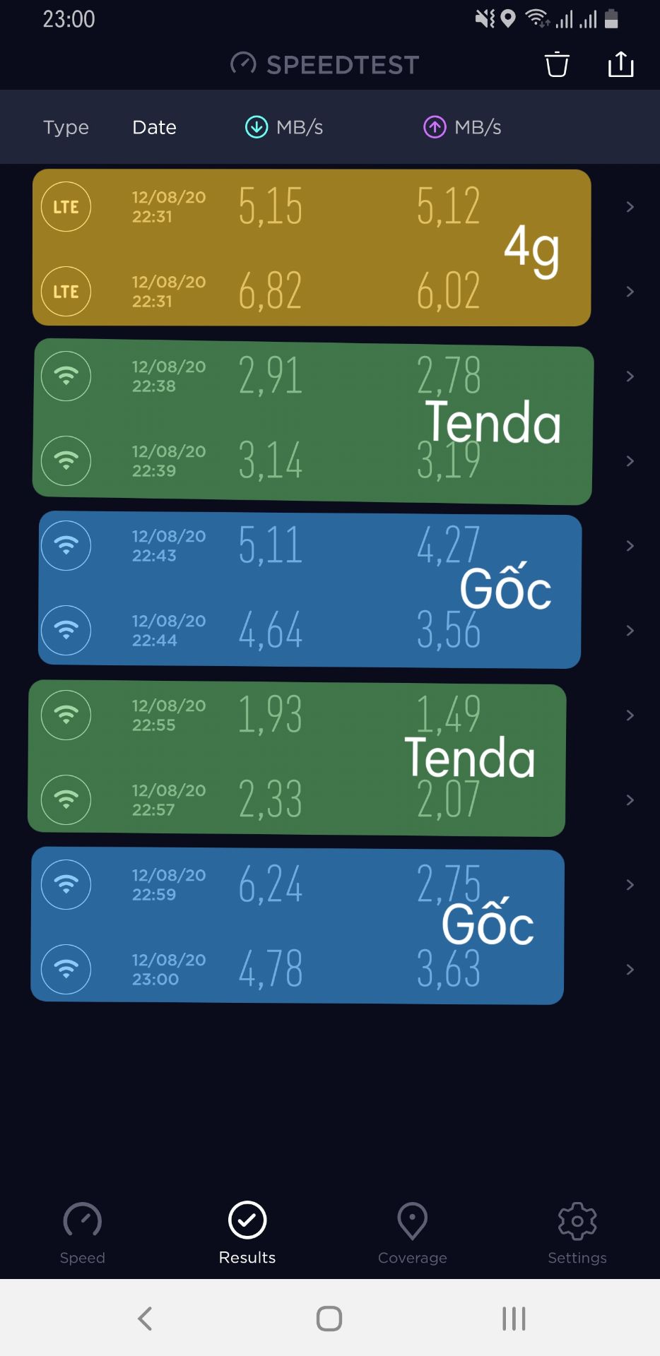 Đây là trải nghiệm sau 1 ngày dùng cục phát wifi Tenda mua tại Tiki
1. KẾT NỐI
- Setup dễ dàng, ok, đèn xanh lấp lánh
- Dùng iphone 6 kết nối thành công. Nhưng nếu sau 30 phút mở máy thì sẽ kết nối lại nhưng cực lâu. Phải đến 2 phút mới kết nối lại đc
- Dùng Samsung galaxy S8 plus kết nối thì 5 lần may ra vào đc 1 lần. 4 lần còn lại báo “Ko nhận đc địa chỉ IP” (xem ảnh)
2. TỐC ĐỘ
Test tốc độ tại cùng 1 thời điểm (Download). Mời cả nhà xem ảnh. 
- 3G/LTE :                          5,1 - 6,8 MB/s
- Wifi gốc lần 1 :              4,6 - 5,1 MB/s
- Qua cục phát lần 1 :     2,9 - 3,1 MB/s
- Wifi gốc lần 2 :              4,7 - 6,2 MB/s
- Qua cục phát lần 2 :    1,9 - 2,3 MB/s
Vậy là tốc độ giảm đi từ 2-3 lần
3. NGUỒN GỐC/BẢO HÀNH
Vào trang chủ Tenda chat với CSKH hỏi chỗ check bảo hành. Tenda cho 1 đg link để nhập imei/serial vào check. Sau khi nhập Serial thì báo ko tìm thấy thiết bị (ảnh).
CẢM ƠN TENDA & TIKI ĐÃ GIÚP TÔI CÓ 1 TRẢI NGHIỆM QUÁ TỆ HẠI NÀY Đây là trải nghiệm sau 1 ngày dùng cục phát wifi Tenda mua tại Tiki
1. KẾT NỐI
- Setup dễ dàng, ok, đèn xanh lấp lánh
- Dùng iphone 6 kết nối thành công. Nhưng nếu sau 30 phút mở máy thì sẽ kết nối lại nhưng cực lâu. Phải đến 2 phút mới kết nối lại đc
- Dùng Samsung galaxy S8 plus kết nối thì 5 lần may ra vào đc 1 lần. 4 lần còn lại báo “Ko nhận đc địa chỉ IP” (xem ảnh)
2. TỐC ĐỘ
Test tốc độ tại cùng 1 thời điểm (Download). Mời cả nhà xem ảnh. 
- 3G/LTE :                          5,1 - 6,8 MB/s
- Wifi gốc lần 1 :              4,6 - 5,1 MB/s
- Qua cục phát lần 1 :     2,9 - 3,1 MB/s
- Wifi gốc lần 2 :              4,7 - 6,2 MB/s
- Qua cục phát lần 2 :    1,9 - 2,3 MB/s
Vậy là tốc độ giảm đi từ 2-3 lần
3. NGUỒN GỐC/BẢO HÀNH
Vào trang chủ Tenda chat với CSKH hỏi chỗ check bảo hành. Tenda cho 1 đg link để nhập imei/serial vào check. Sau khi nhập Serial thì báo ko tìm thấy thiết bị (ảnh).
CẢM ƠN TENDA & TIKI ĐÃ GIÚP TÔI CÓ 1 TRẢI NGHIỆM QUÁ TỆ HẠI NÀY