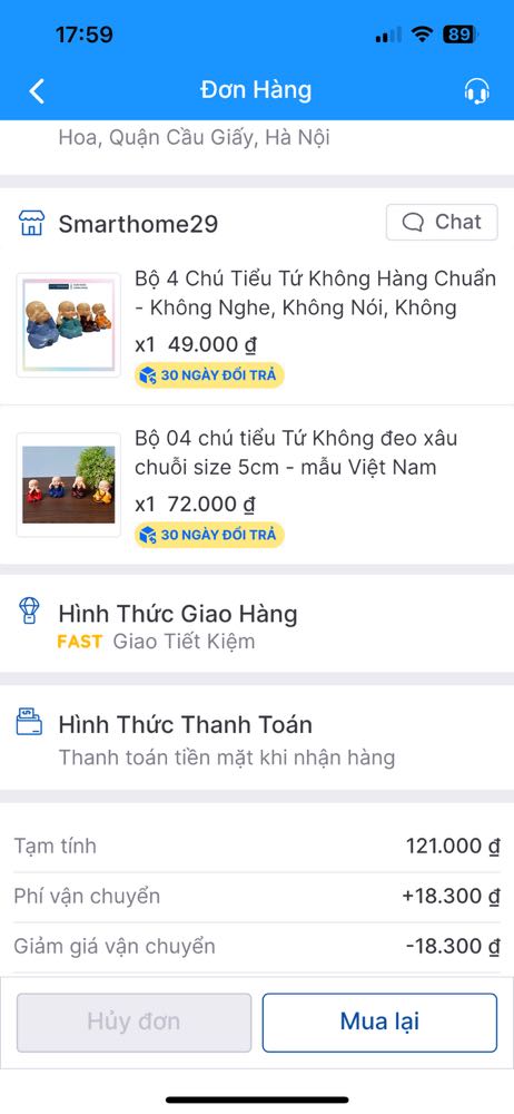Giao nhầm 2 bộ giống nhau
