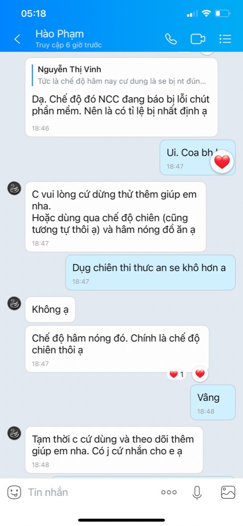 Nồi to đẹp. 
Chất liệu vỏ tạm đc.  
Nồi bị lỗi chế độ hâm  nóng thức ăn. 
Cửa mở hơi thất vọng vì mỗi lần mở cửa là bênh cả nồi. Cứ phải 1 tay giữ nồi 1 tay kéo cửa. 

. Muốn được đổi mới
