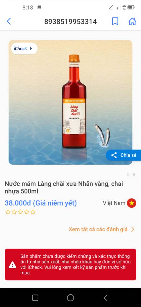 Sản Phẩm Đóng Gói Rất Kỹ,Nhưng Mã Vạch In Trên Chai Sản Phẩm Quét Thì Thông Tin Chưa Xác Thực,Còn Một Mã Quét Ra Sản Phẩm Khác.