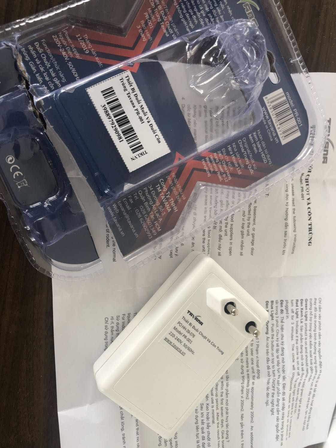 Sản phẩm lỗi, hư hỏng đầu cắm điện.