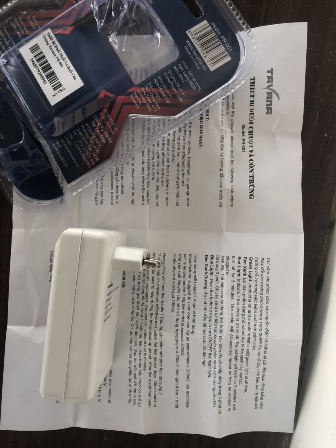 Sản phẩm lỗi, hư hỏng đầu cắm điện.